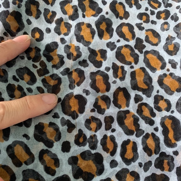 SOLD Blue Sheer Scarf Made in Italy Leopard Print - Picture 7 of 7